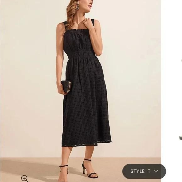 NWT Ann Taylor Eyelet Gathered Flare Dress - Picture 4 of 6